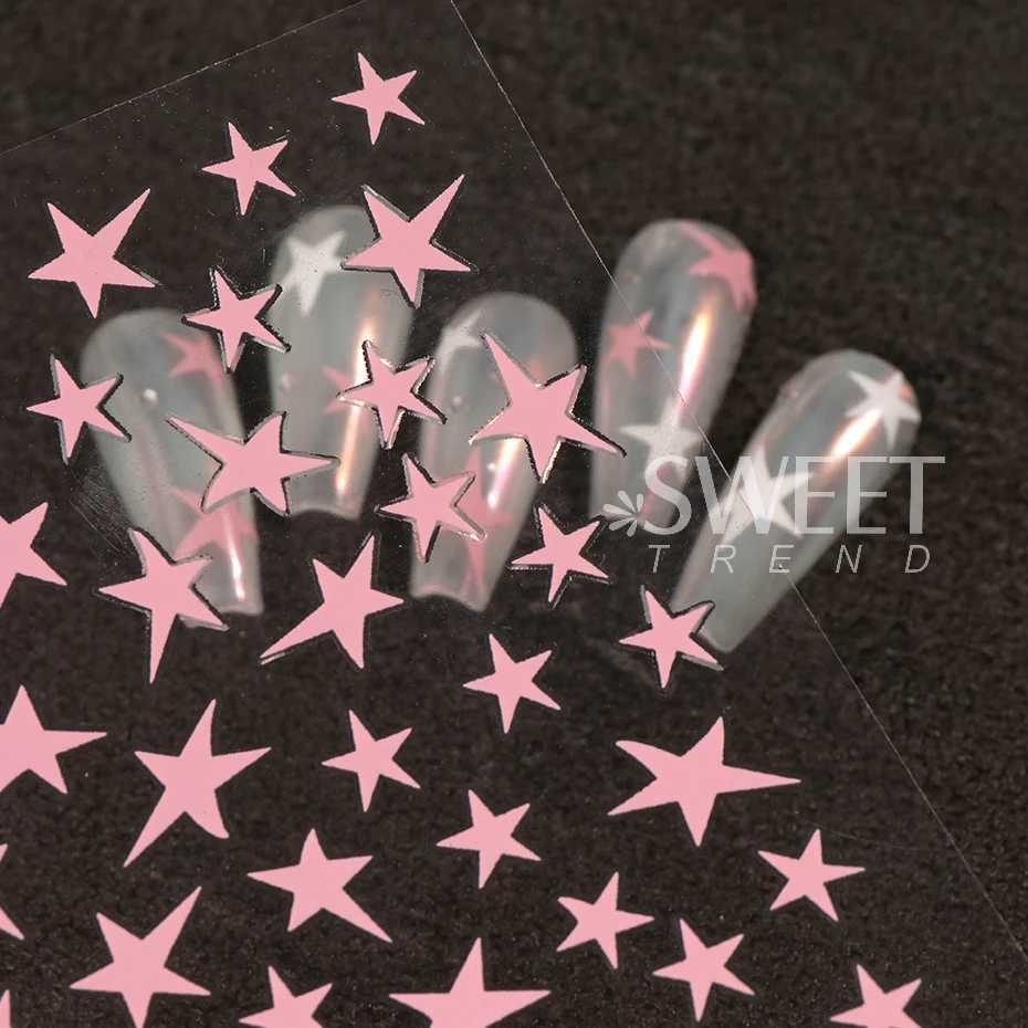 Y2K Star Nail Wraps Sticker Black White Holographic Design Adhesive Decals DIY Charm Chaebol Cool Girl Manicure Supplies JOSO165XJ240814