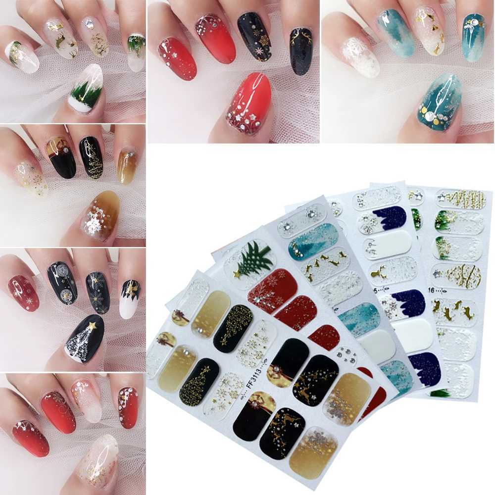 14Tips 3D Foil Nail Decal Christmas Nail Sticker DIY Manicure Full Nail Wraps Full Cover Self-adhesive Nail Art DecorationsXJ240814