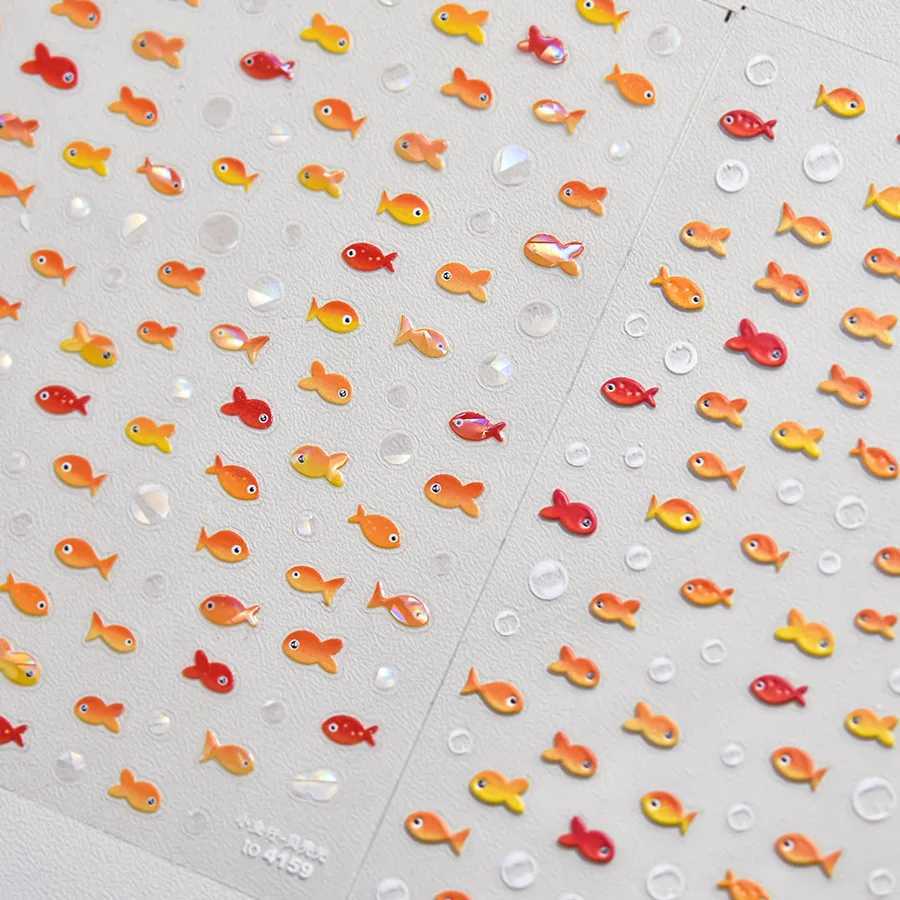 1pcs Jelly 5D Colorful Small Fish Japanese Nail Art Stickers Kawaii Summer Nail Decoration Decals Self Adhesive DIY SliderXJ240814