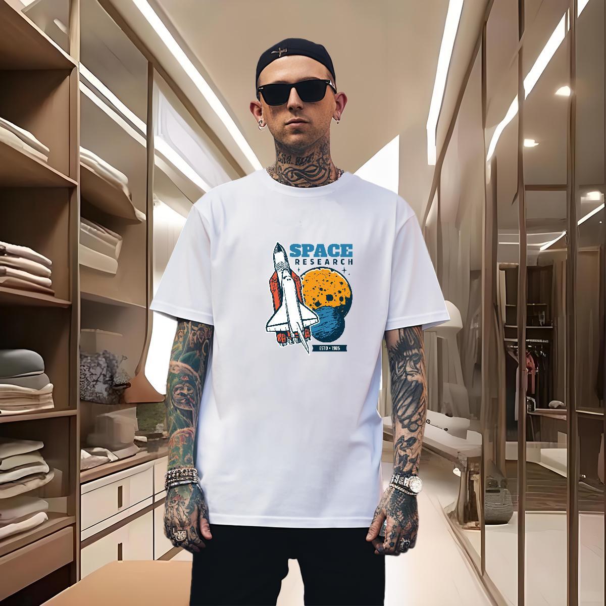 T-Shirts for Men 230g Cotton universe High Street Hip Hop Breathable Crew Neck Oversized Men Tees Fashion Designer Loose Fit Tee Shirt