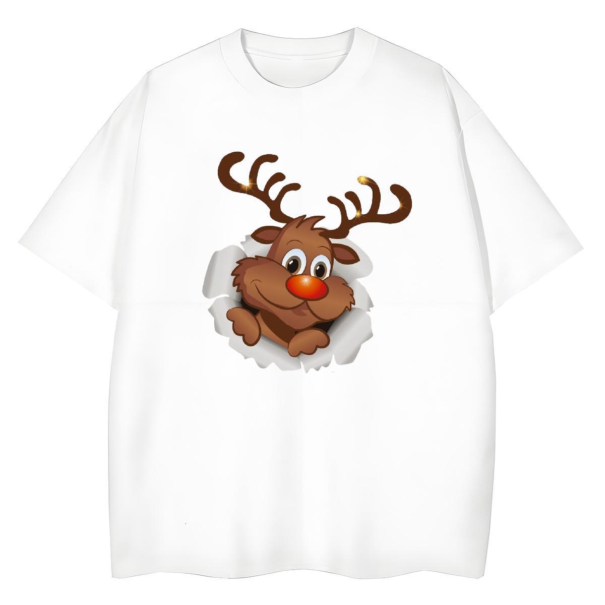 Soft T Shirts Men Christmas Breathable Short Sleeve Outdoor Floral Print 230g Cotton Men Tees Customized Clothings