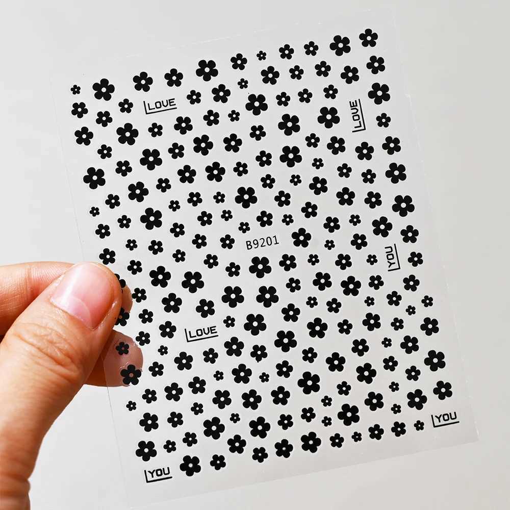 1PCS Nail Sticker 5-Petal Flower Small Fresh Mini Black White Small Flower Color Nail Decal DIY Nail Art Jewelry Manicure Tools*XJ240814