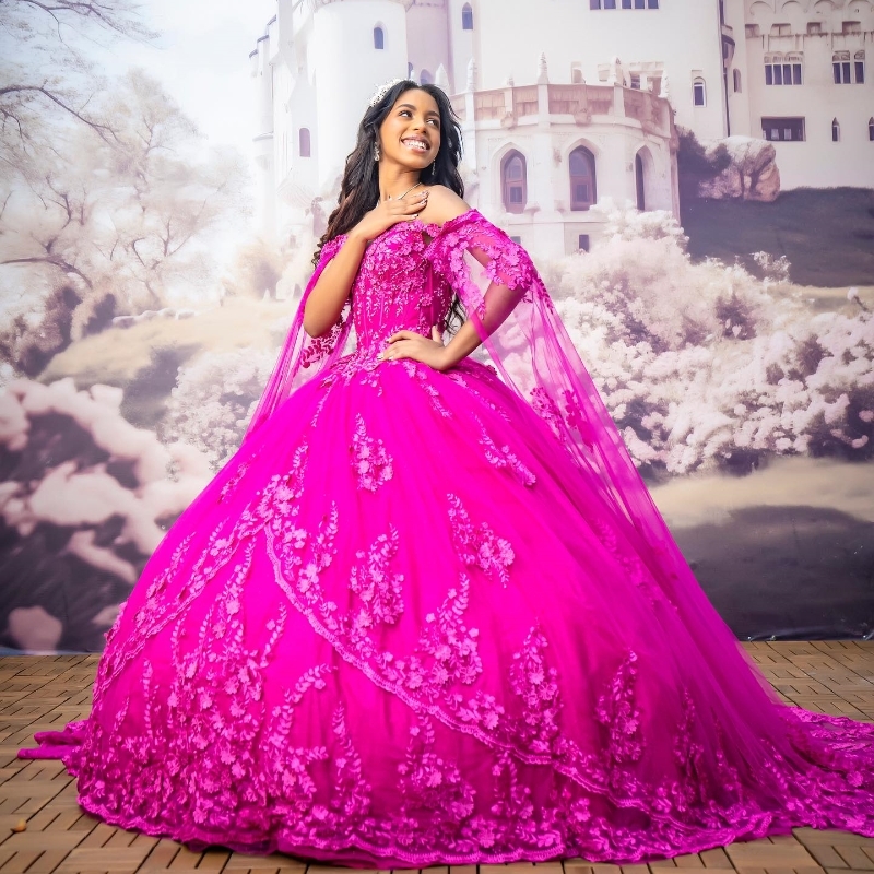 Rose Red Princess Quinceanera Dresses Ball Gown Off Shoulder Applique Lace Tull Coset vestido 15 quinceaneras Sweet 16 Dress