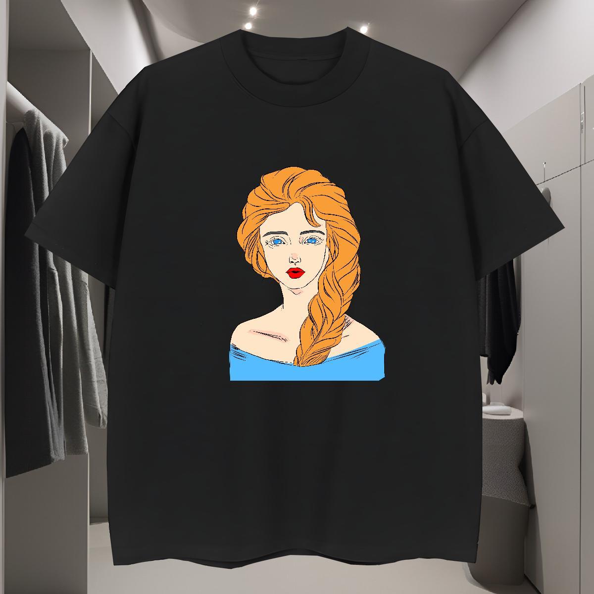 T Shirts Men 230g 100% Cotton portrait Daily Outfit Short Sleeve O-Neck Asian Size Tshirt for Man Woman Factory Direct Comfortable Clothes