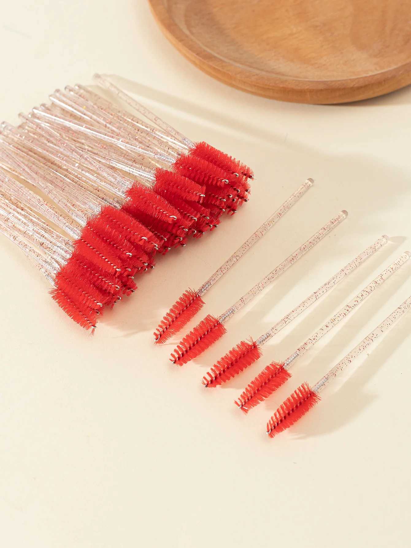 50 mascara brushes makeup brush disposable eye black stick application coil mascara cosmetics brush mascara extension tool W240814