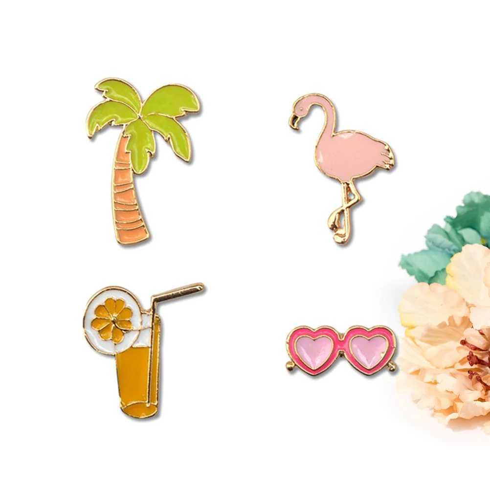 4-piece Hawaiian brooch set party brooch alloy brooch fashion accessory brooch badge (random style) W240815