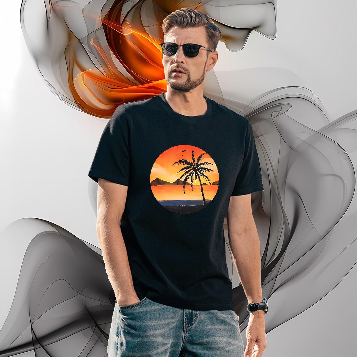 Unisex tree Mens T Shirts Casual Men Clothes T-Shirt 230g Cotton 2024 New O Neck Short Sleeves Anime Top Tees