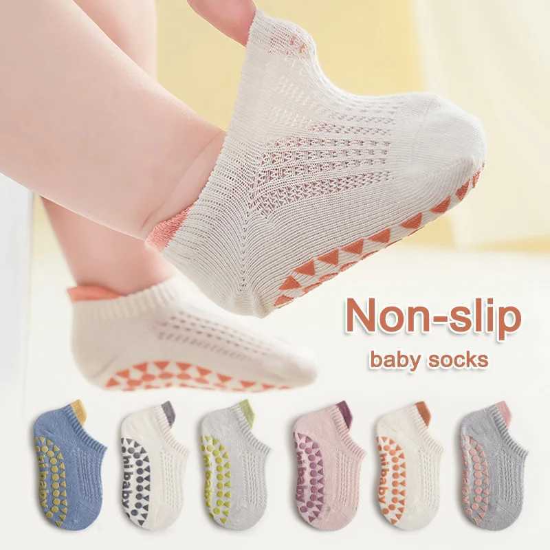 6 pairs of baby boys and girls cotton anti slip floor socks for summer indoor activities and learning walking ankle socks for children W240814