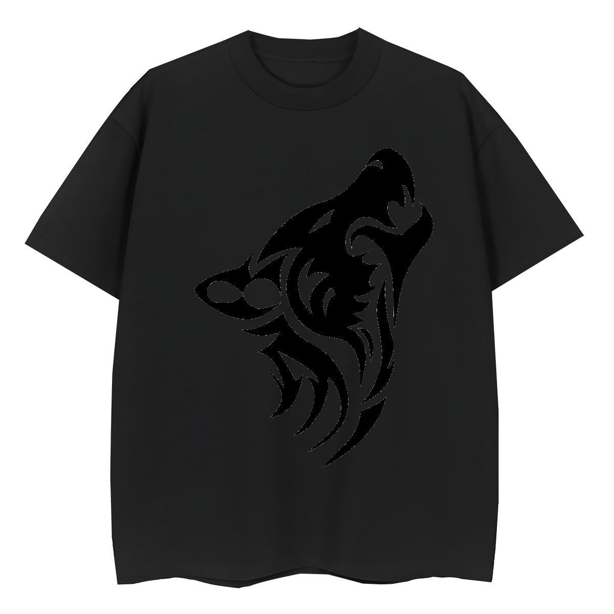 Wholesale T-Shirts for Men wolf Breathable Short Sleeve Sport DIY Printed 230g Cotton Mens Tshirts Fashion Clothes