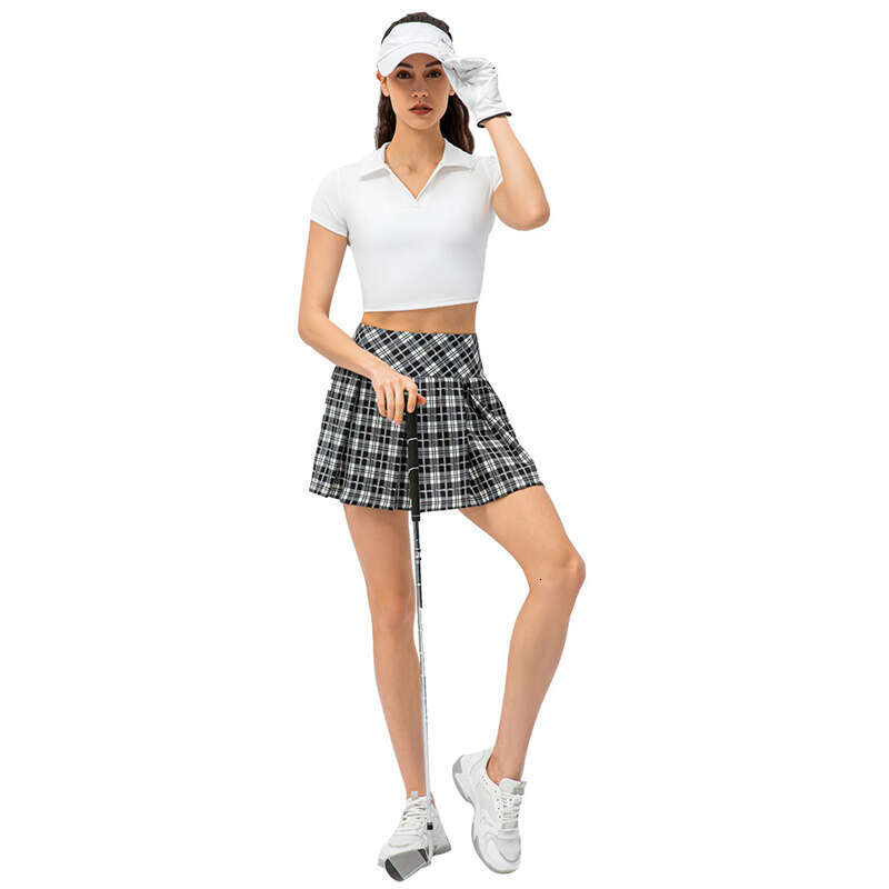 Golf Women Tennis Pleated Skirts With Shorts Plain Baseball Skorts Female Running Sport Mini 2 In 1 Culottes Athletic Pantskirt