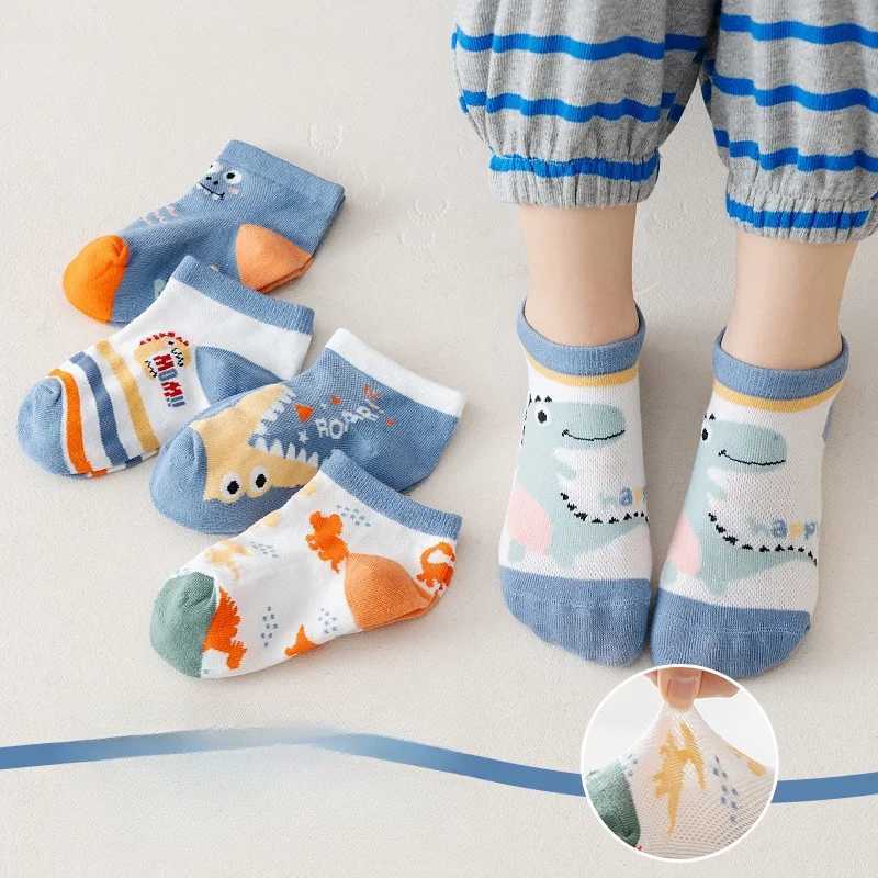10 pairs of childrens socks thin cotton socks breathable short socks unisex style cute girl socks cartoon boy socks W240814
