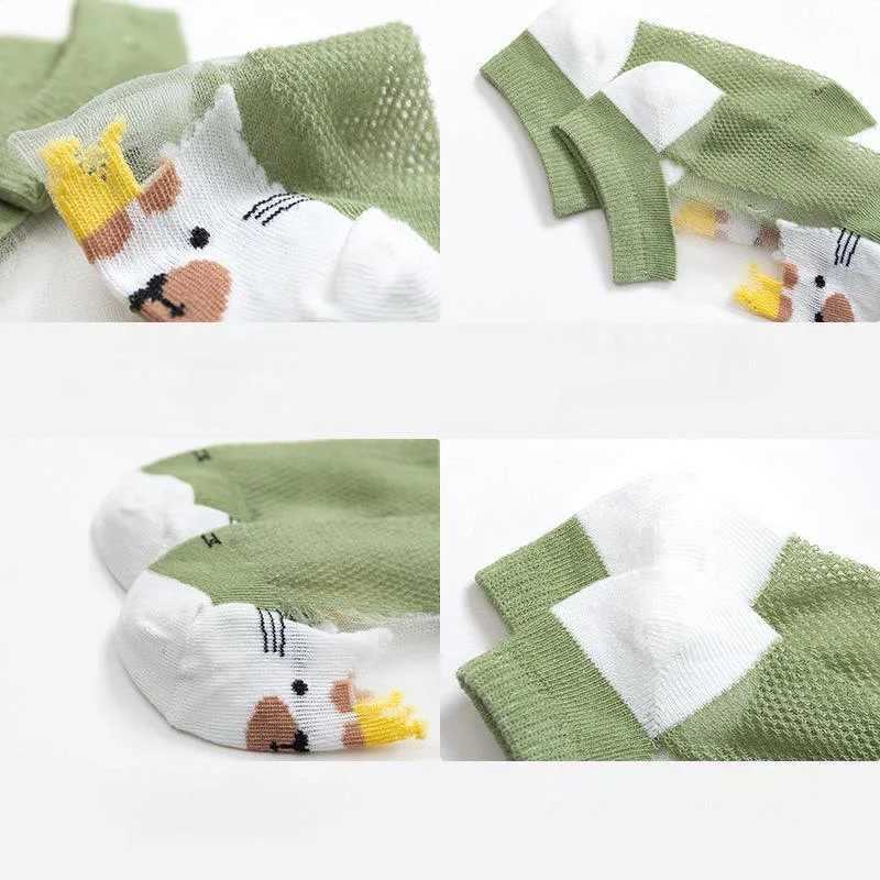 5 pairs/batch of summer childrens socks thin comfortable breathable baby socks cotton mesh childrens socks boys and girls aged 0-12 years old W240814