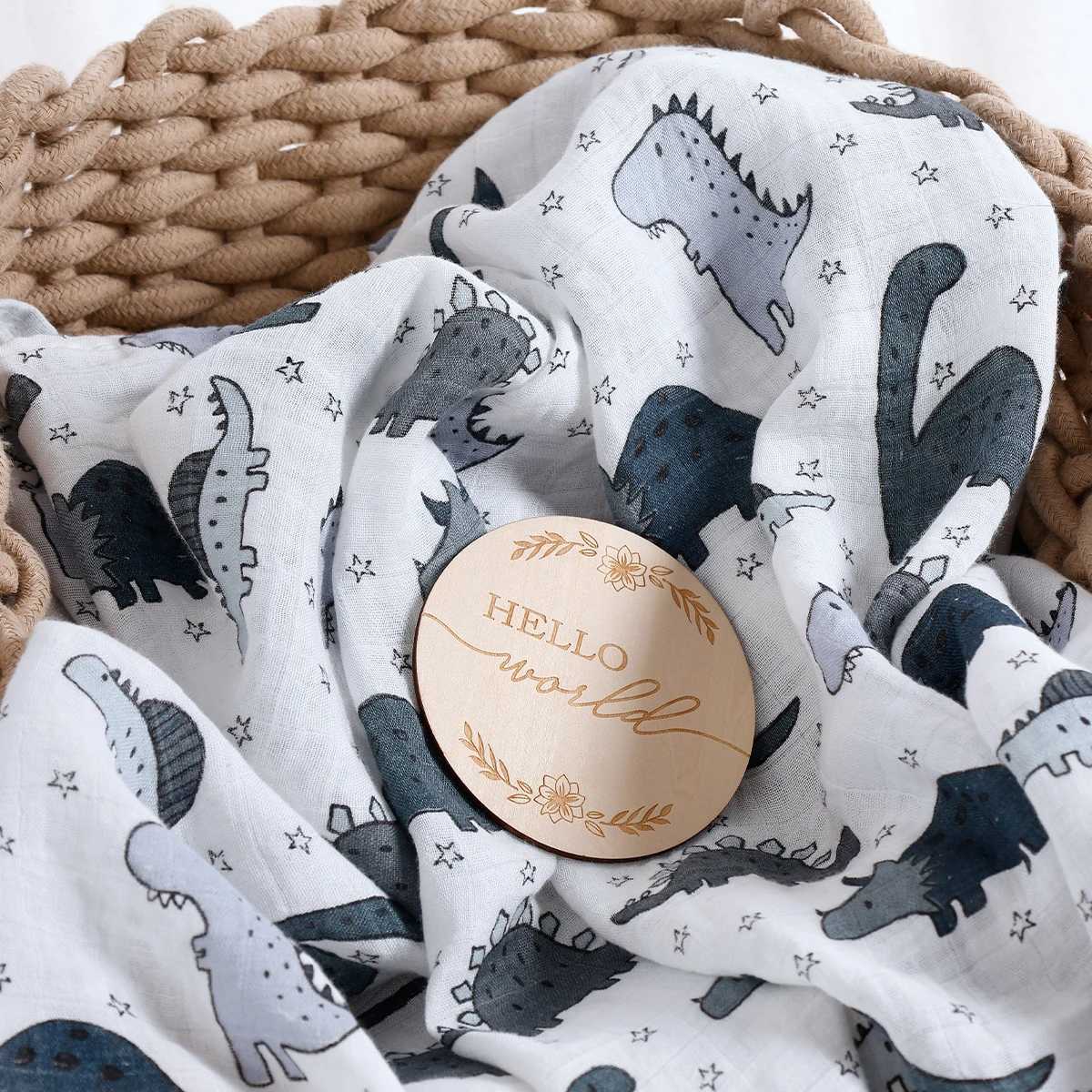 Happyflute 120*110CM Muslin Swaddle For Newborn Bamboo Cotton Summer Blanket Bed Comforter Cute Baby Blankets Y240815