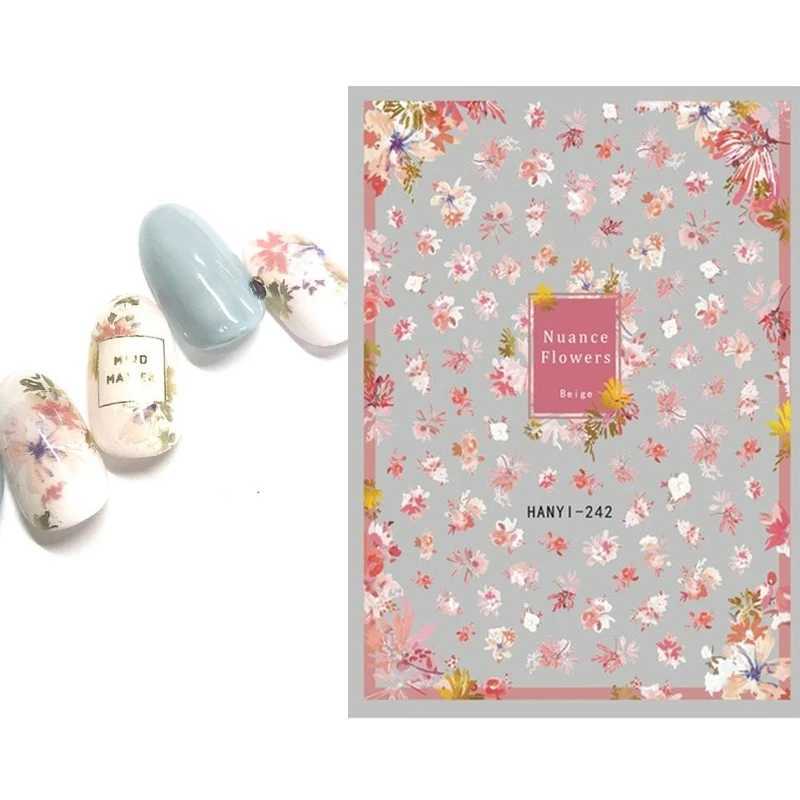 3D Nail Stickers Watercolor Nail Stickers Blue White Flower Nail Art Decals Beauty Flower Decoration For TIP NAIL BeautyXJ240814