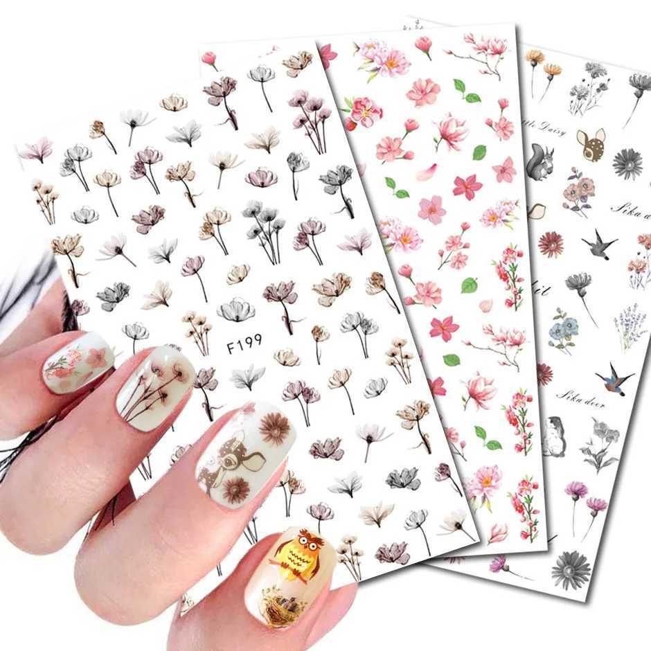 3D Dandelion Peach Blossom Maple Leaf Nail Sticker Nail Art Decoration Color Flower Nail Decal Nail Art Supplies Nail PartsXJ240814