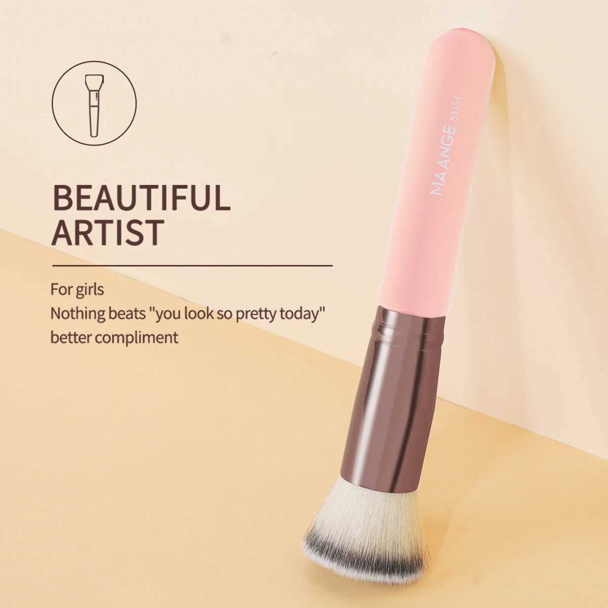 MAANGE 1 basic cosmetic brush Flat concealer powder blusher brush with box density soft brush hair beauty tool W240814