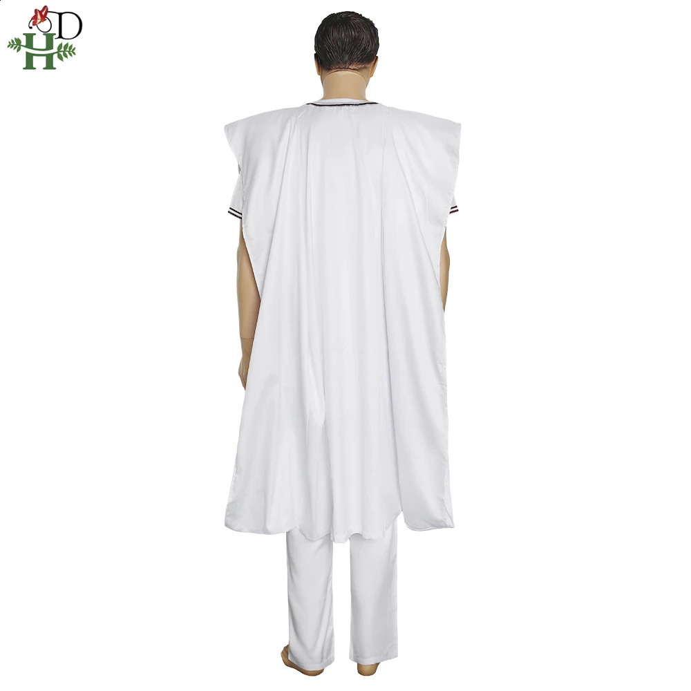 H D African Boubou Men Agbada 3 pieces Set Dashiki Mens Shirt Pants Suit Embroidered Clothes Wedding Tops Pants Suit PH3058 240814