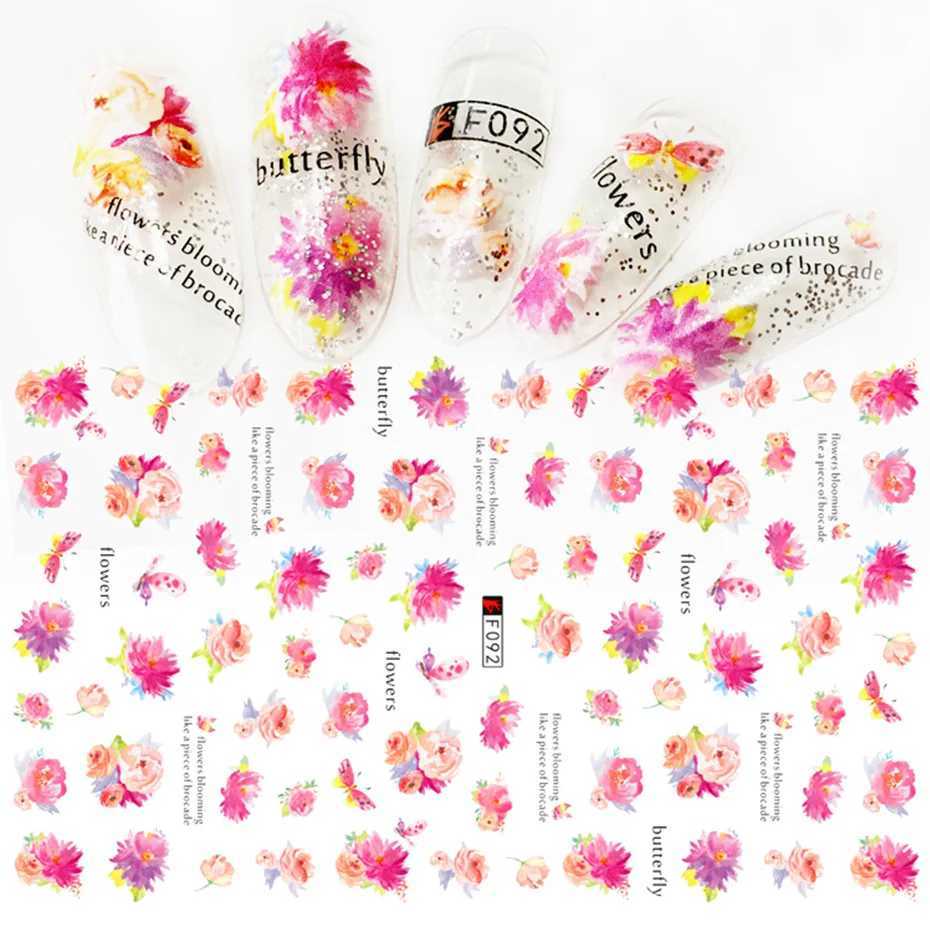 3D Personalized DIY Pink Sakura Nail Art Stickers Color Rose Flower Nail Art Slider Nail Decorative Decals StickersXJ240814