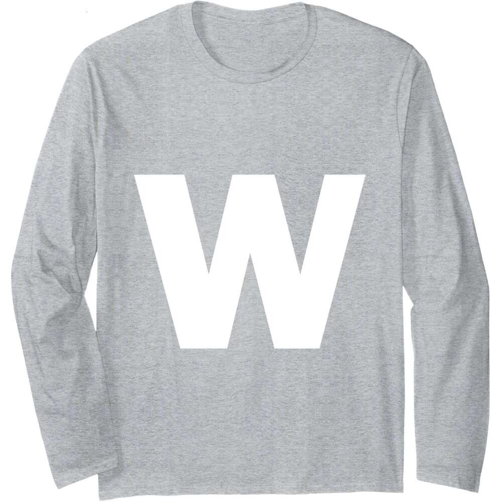 Long Sleeve Shirts for Men sweatshirt Letter W Capital Alphabet Monogram Initial Long Sleeve Tee Streetwear Casual tops clothes