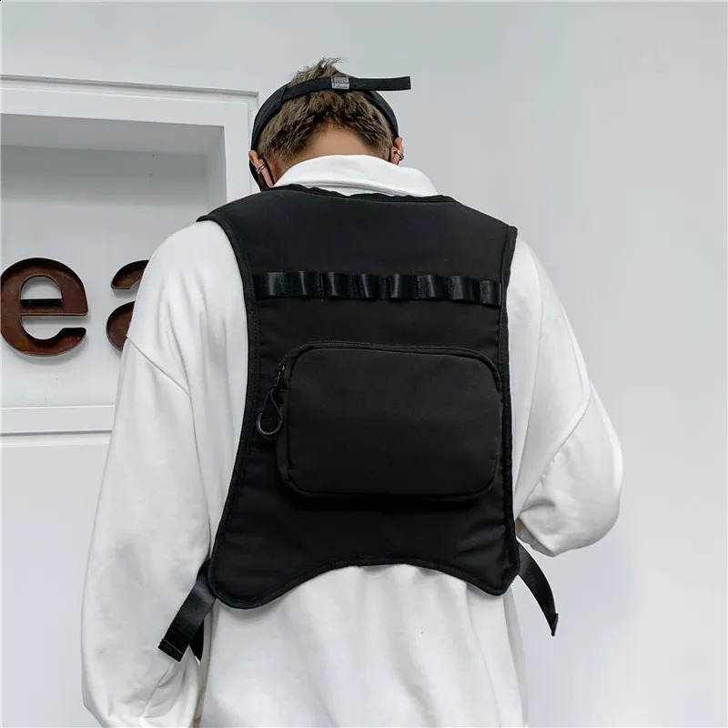 Black Chest Rig Hip-Hop Men Bag Casual Function Outdoor Style Chest Bag Multi Pouch Tactical Vest Bags Streetwear Male Waist Bag 240815