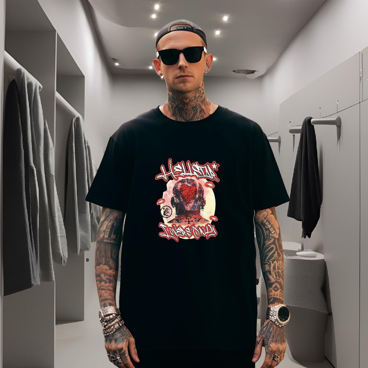 T-Shirts 230g Pure Cotton painting Hip Hop Round Neck Short Sleeve Graphic Mens Tshirts Brand Free Shipping Wear