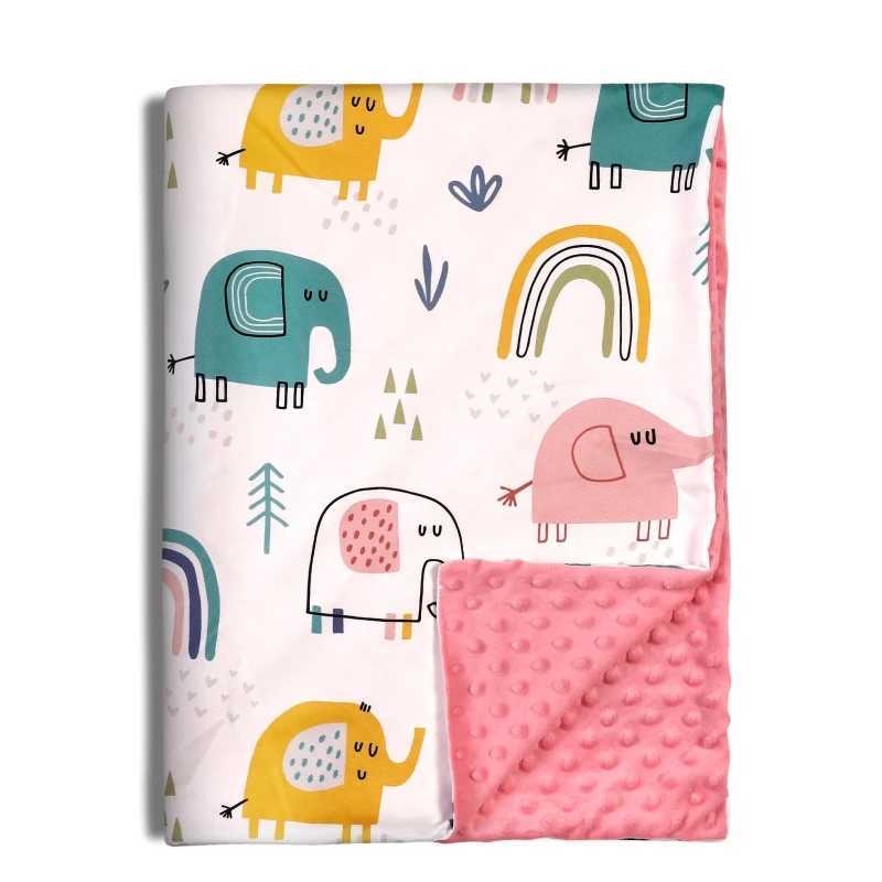 Baby cotton thin ultra soft flange velvet blanket newborn baby blanket striped cotton bag bed cover bubble 100x76cmW240810