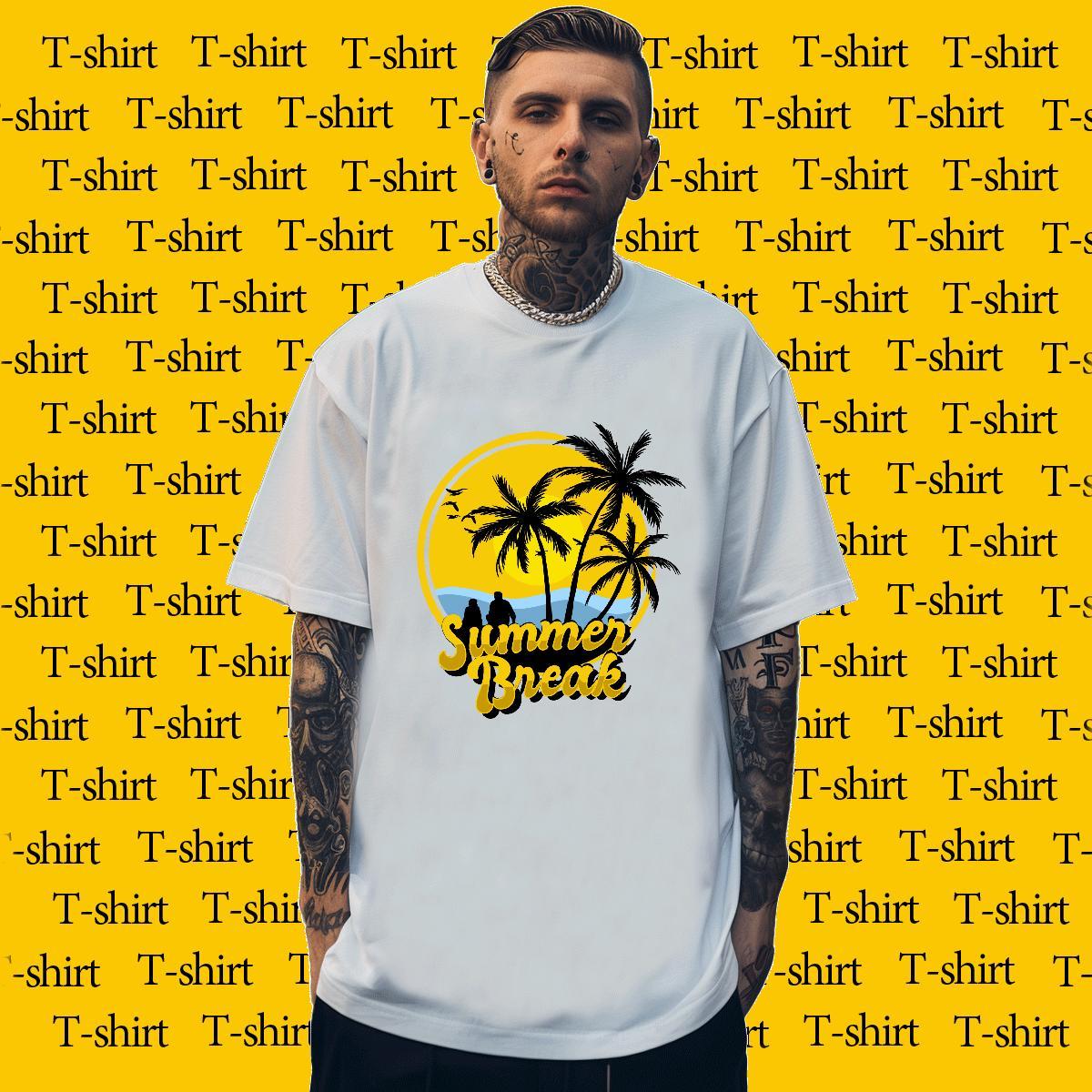 Man T Shirts 230g Pure Cotton tree Daily Outfit Short Sleeve O-Neck Skull Men Tees Classic High Quality Clothes