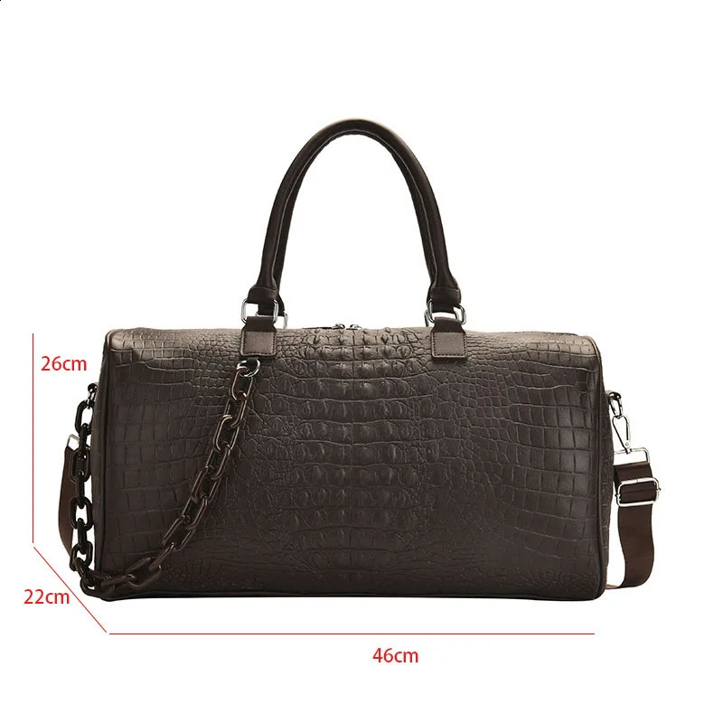 Fashion Travel Bags For Women Punk Style Chain Shoulder Bag Large Capacity Handbag Tote Female Alligator Messenger Bag 240815