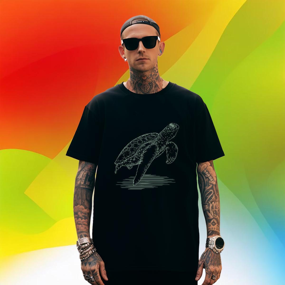 Popular Couples T Shirts Home Outdoor 230g Cotton Custom Cartoon O Neck Short Sleeves tortoise T-Shirts DIY Tops Tees
