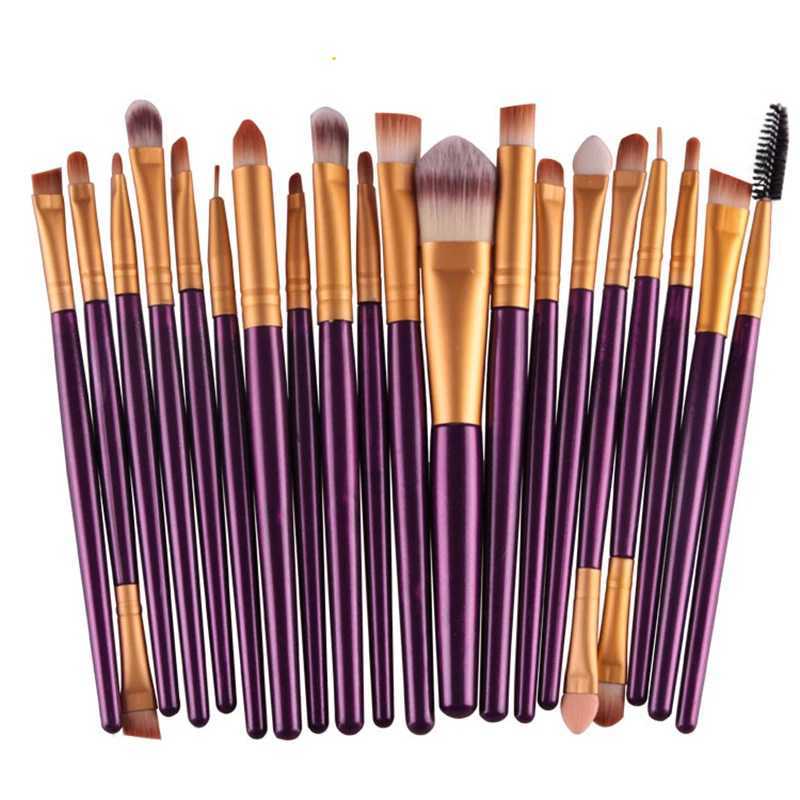 20 pieces of makeup brush set Professional plastic handle Soft synthetic hair powder Basic eye shadow makeup brush Cosmetics W240814