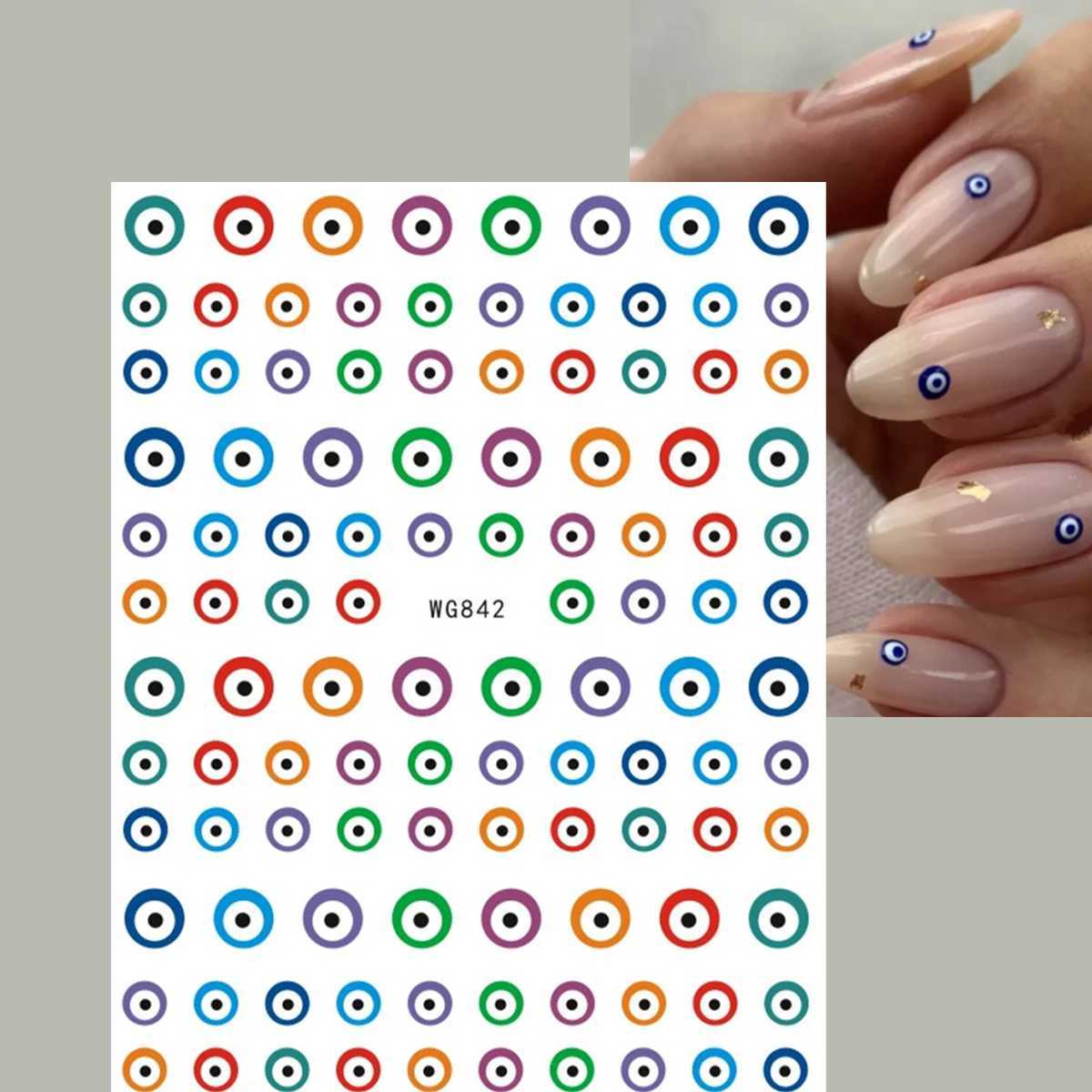 New 3D Girl Blue Evil Eyes Nail Stickers Self Adhesive Butterfly Design Nail Decals DlY For Manicure Pretty Stickers For NailsXJ240814