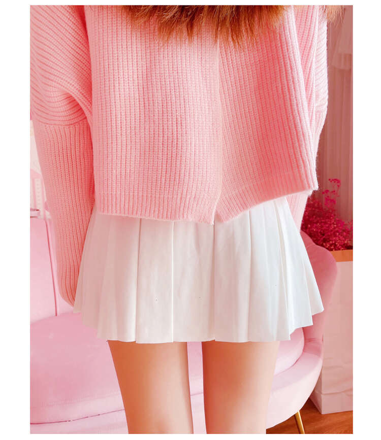 Kawaii Autumn Bow Pleated Mini Skirt Women Korean Fashion School Girls Uniform High Waist Skater Tennis Flare White Short Skirts s