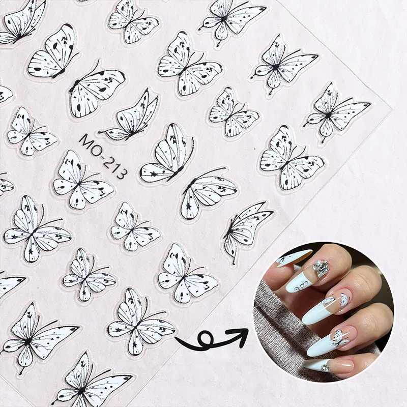 Aurorals Butterfly Sticker 3D Nail Decals Colorful WIngs Flower Design Sliders for Nails Girls Party Foil for Manicure DecorXJ240814