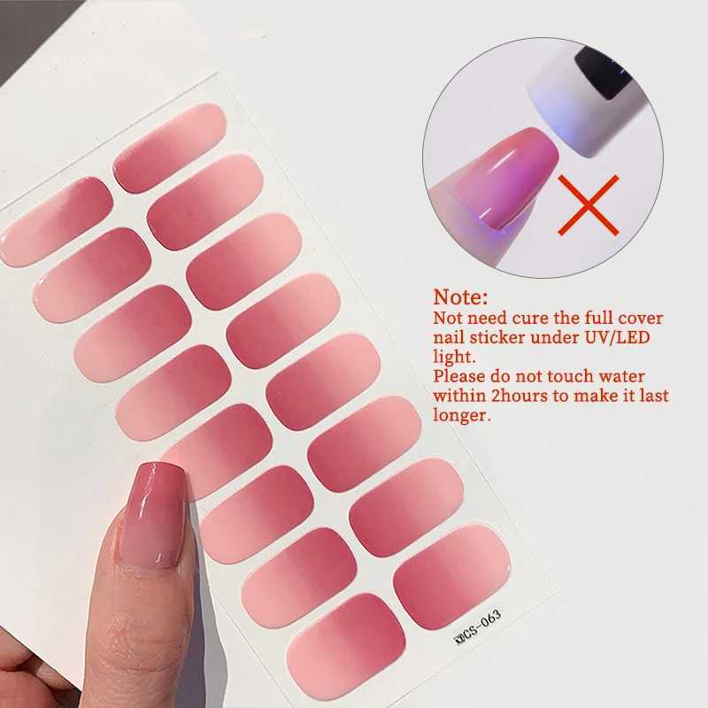 Gradient Color Nail Stickers Baking Free Salon Finished Nail Patch Full Cover Adhesive Nail Wraps DIY Nail Art Manicures DecorsXJ240814