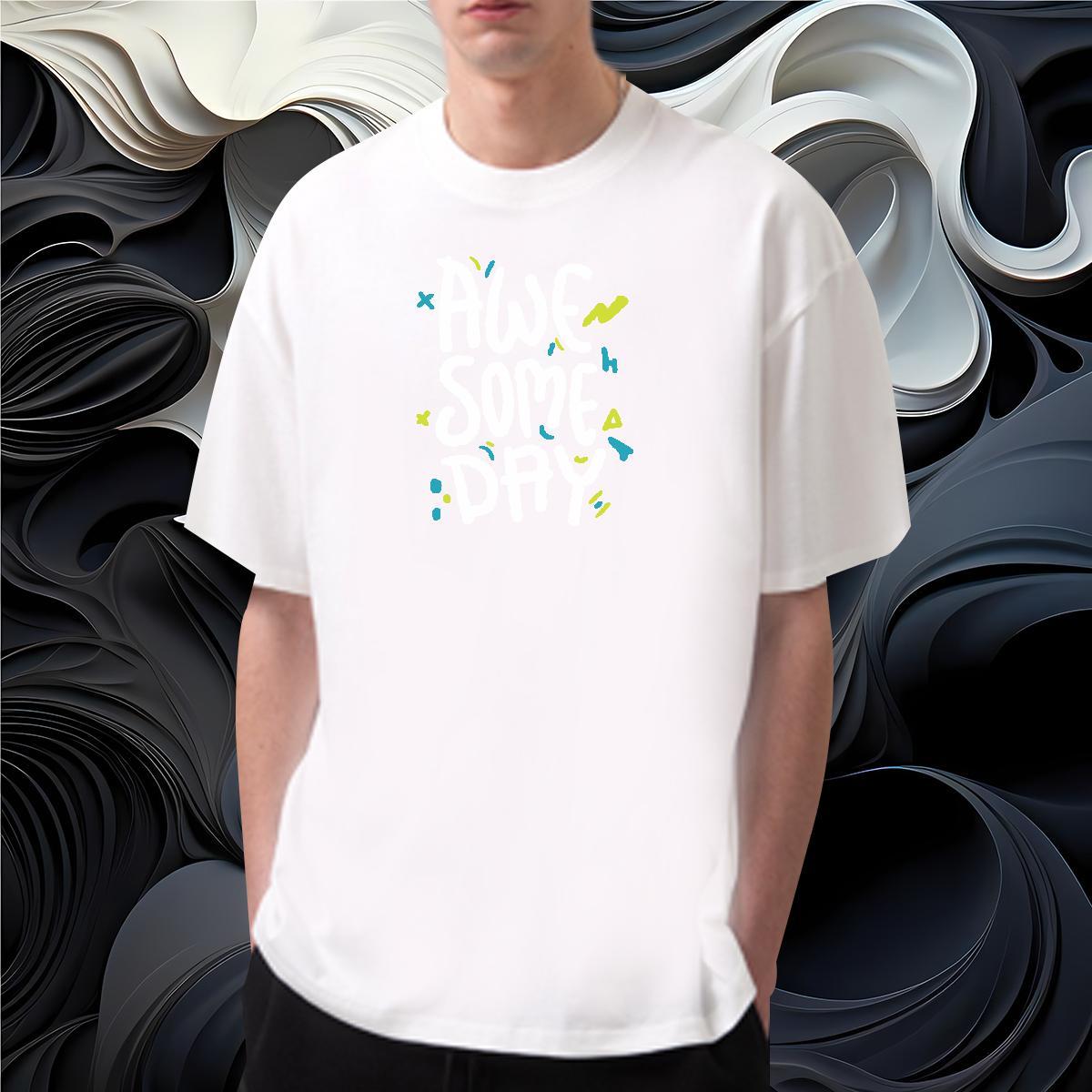 Soft letter T-Shirts Hip Hop Men Clothes T-Shirt 230g Pure Cotton DIY Breathable Soft Plus Size Cartoon Tops Shirt