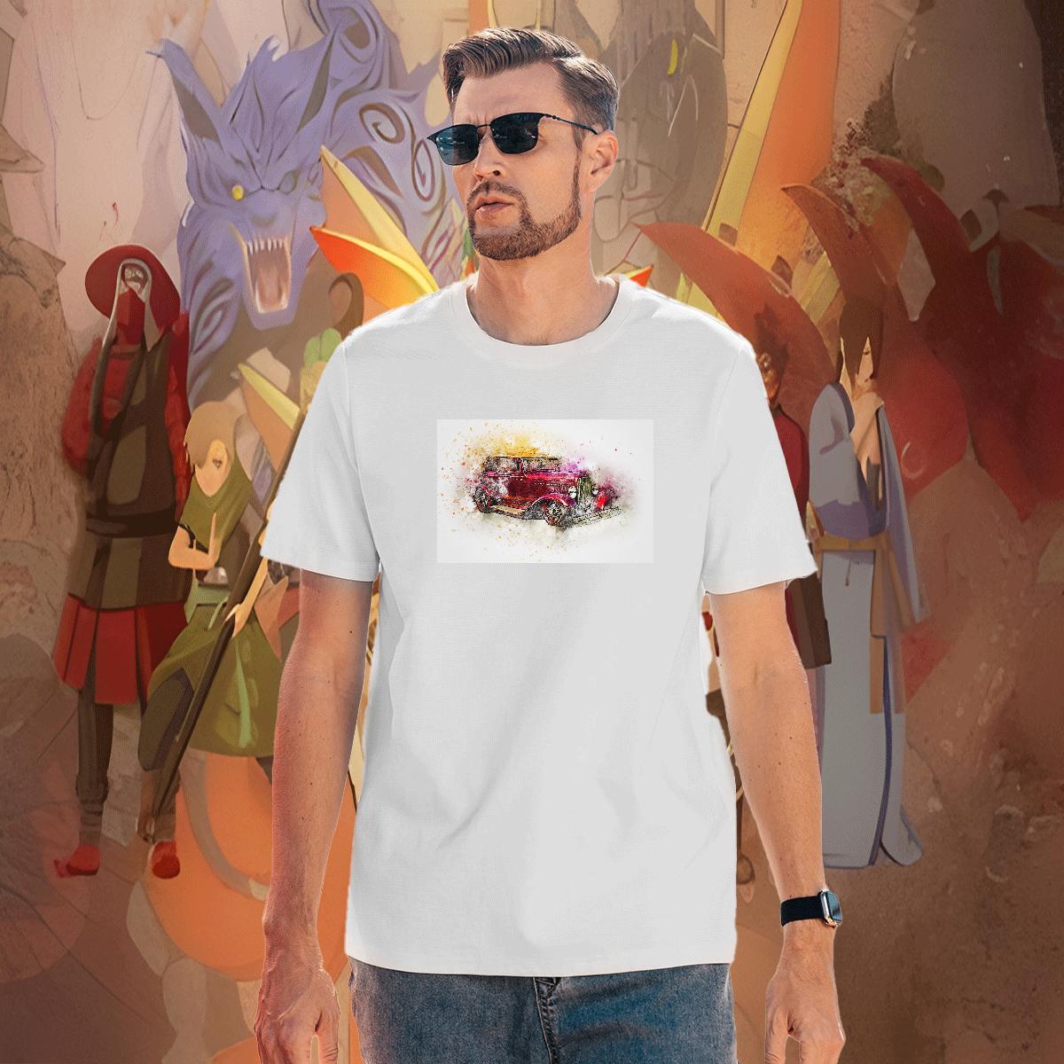 Free Shipping car T Shirt For Man Street Wear Mens Tshirts 230g Pure Cotton Customized Breathable Short Sleeve Skull Tops Shirt