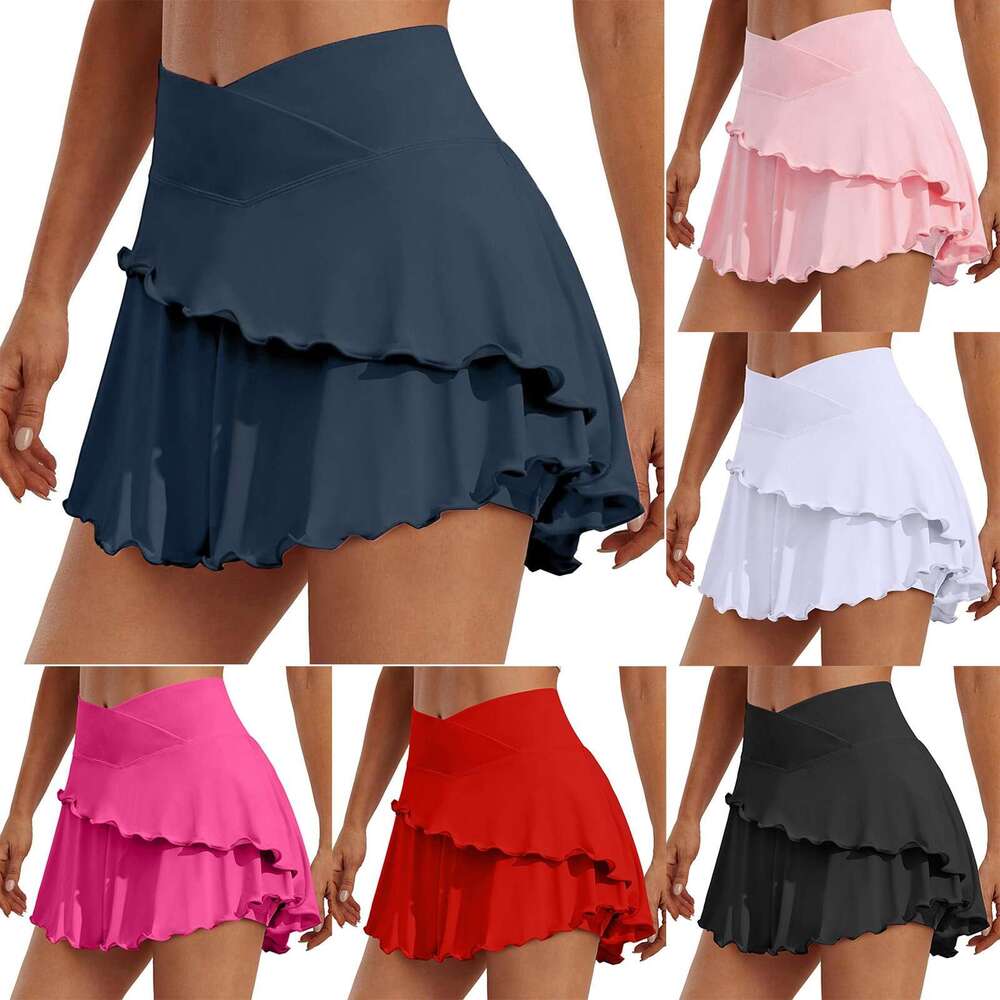 Tennis Women's Cross Solid Color Short Pleated Light Sports Skirt With Pockets Skirts for Women Trendy Summer s