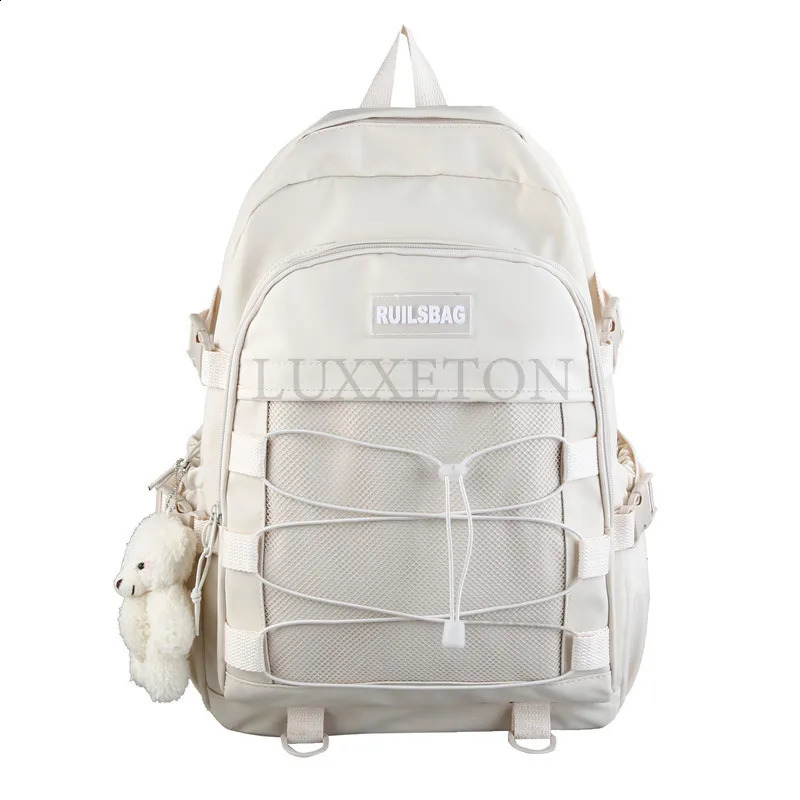 Laptop Bag Women Waterproof Nylon Versatile Cross Rope Backpack Large Shoulder School Bag Travel Backpack 240813