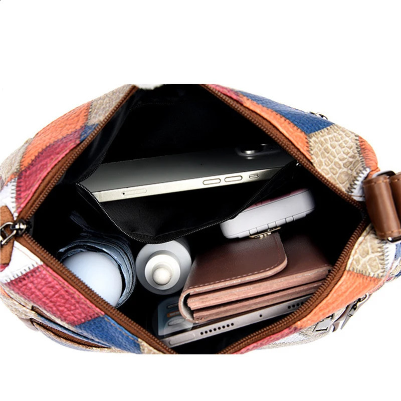 Women Messenger Bags PU Leather Handbag Inclined Shoulder Bag Female Crossbody Vintage Plaid Pattern 240814