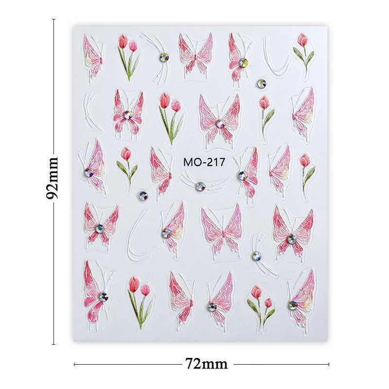 Aurorals Butterfly Sticker 3D Nail Decals Colorful WIngs Flower Design Sliders for Nails Girls Party Foil for Manicure DecorXJ240814