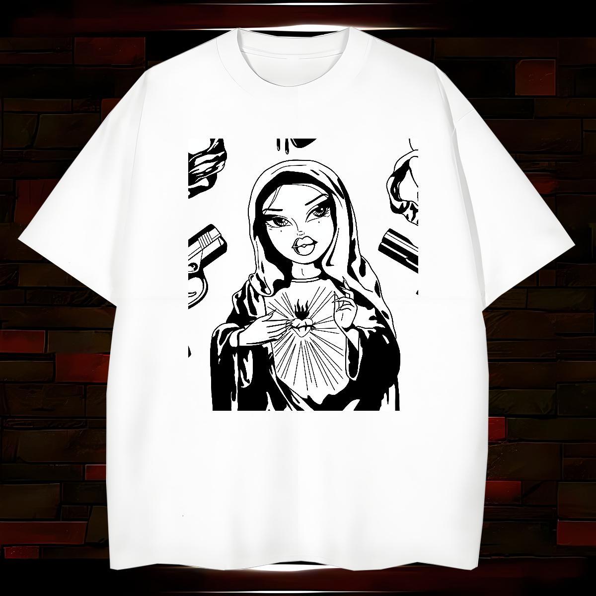 T-Shirts 230g Cotton nun Casual Crew Neck DIY Logo Oversized Couples T Shirts 2024 Soft Tee Shirt