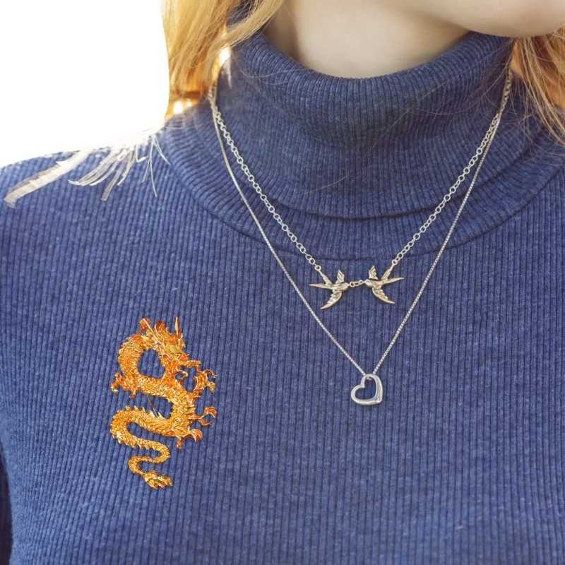 Traditional Dragon Chest Chinese Culture Collar Pin Chinese Zodiac Party Pin W240815