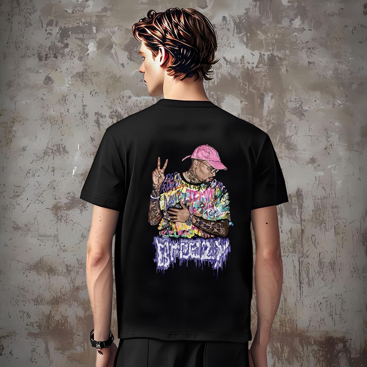Free Shipping hiphop Man T Shirts Hip Hop Street Men Tees 230g Cotton Stylist Round Neck Short Sleeve Black White Polos