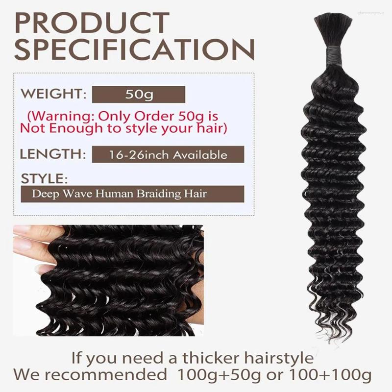 Human Braiding Hair For Boho Braids Bohemian Deep Wave Bulk Wet And Culry