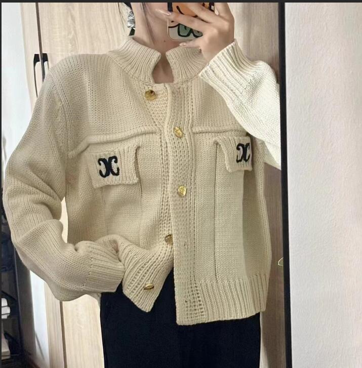 Designer Sweater Womens Fall Cashmere Jackets Fashion brand Embroidery Wool knit Cardigan Coat Loose casual Top womens wool sweater top