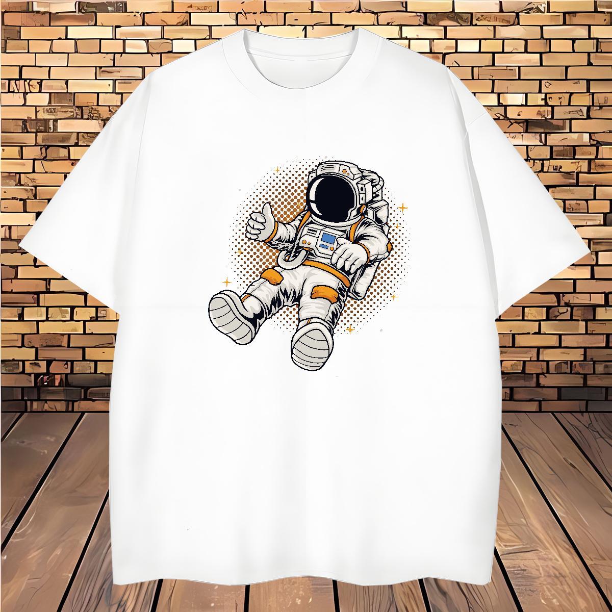 Man T Shirts 230g 100% Cotton cosmonaut Street Casual Short Sleeve Soft DIY Printed Men Tees Designer Popular Clothes