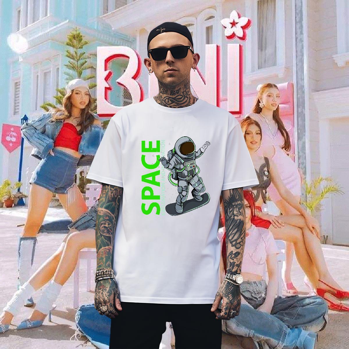 T-Shirts for Men 230g 100% Cotton universe Home Outdoor Breathable DIY Logo Oversized Tshirt for Man Woman Free Shipping Popular Tees Shirts