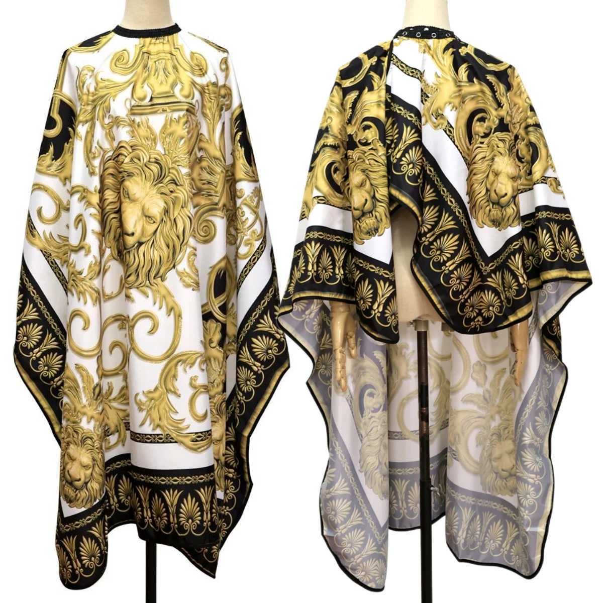 Hairdressing shawl with retro pattern lion waterproof barber dress professional anti-static hair salon fabric W240814