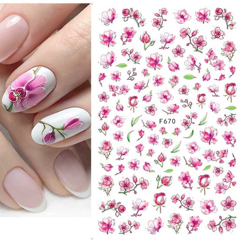 Summer Flower Nail Sticker Black And White Heart Nail Supplies Nail Decal Luxurious Butterfly Stickers For Nails Nail DecorationXJ240814