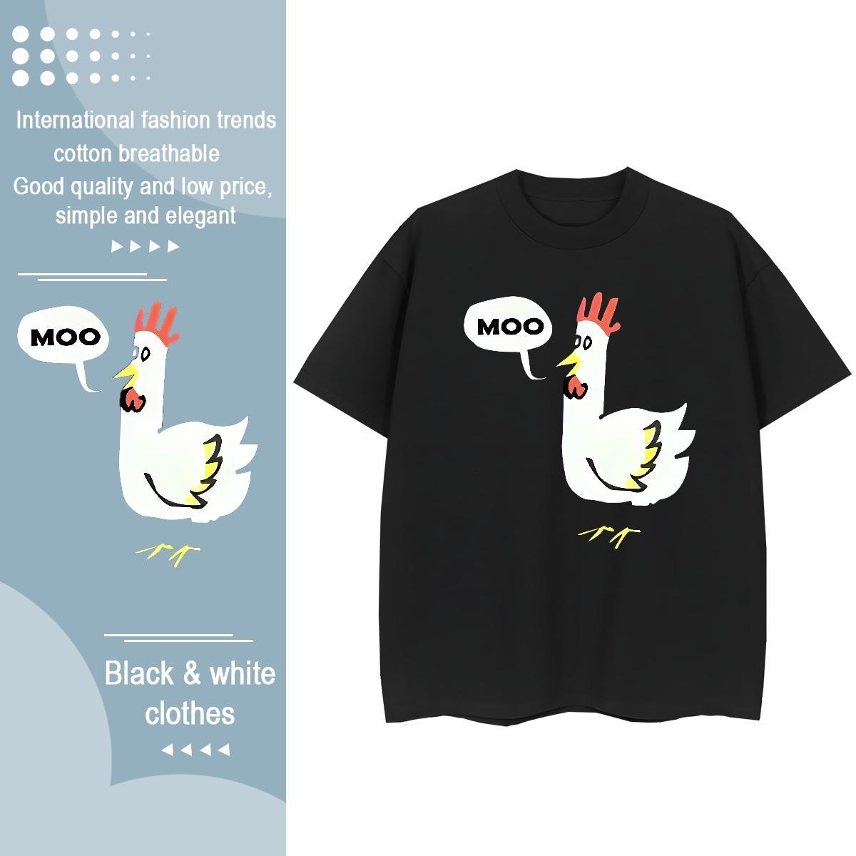 Classic T shirt chicken O-Neck Short Sleeve Spring Summer Oversized 3XL 4XL 230g Cotton Mens Tshirts Designer Wear